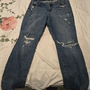 Torrid Blue Boyfriend Jeans with Distressed Details